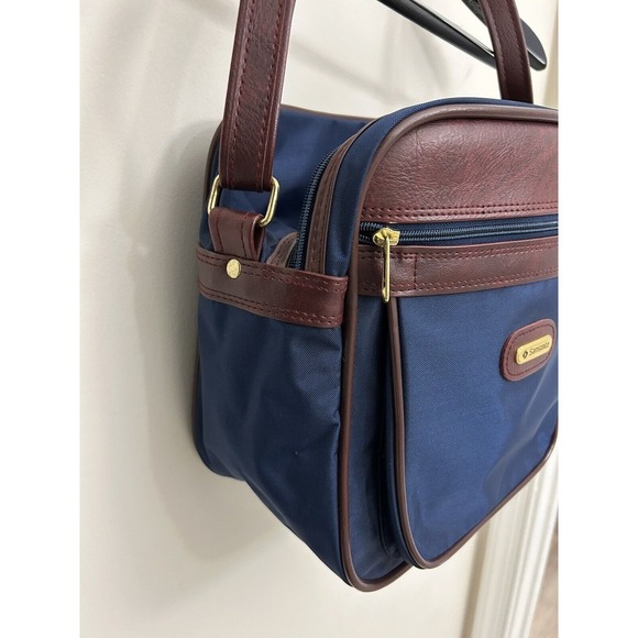 Vintage Samsonite Overnight Bag Blue Canvas 10in Carry On Weekender Shoulder Bag - Picture 3 of 10